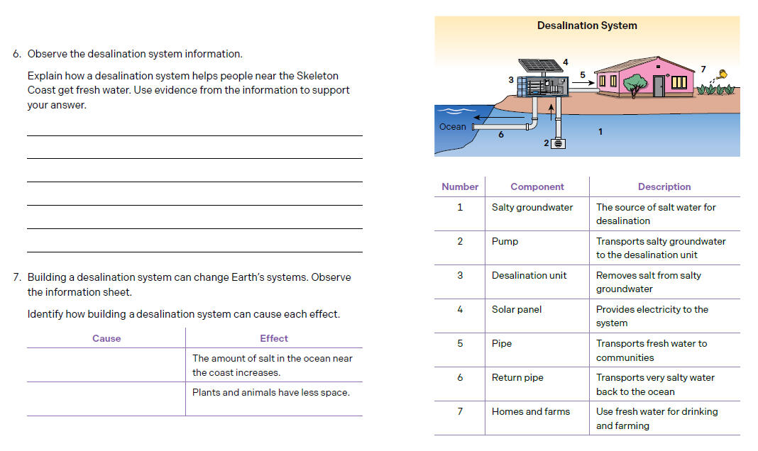 Two questions related to a desalination system in the Namib Desert